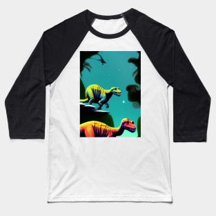 ABSTRACT ORANGE AND GREEN DINOSAUR Baseball T-Shirt